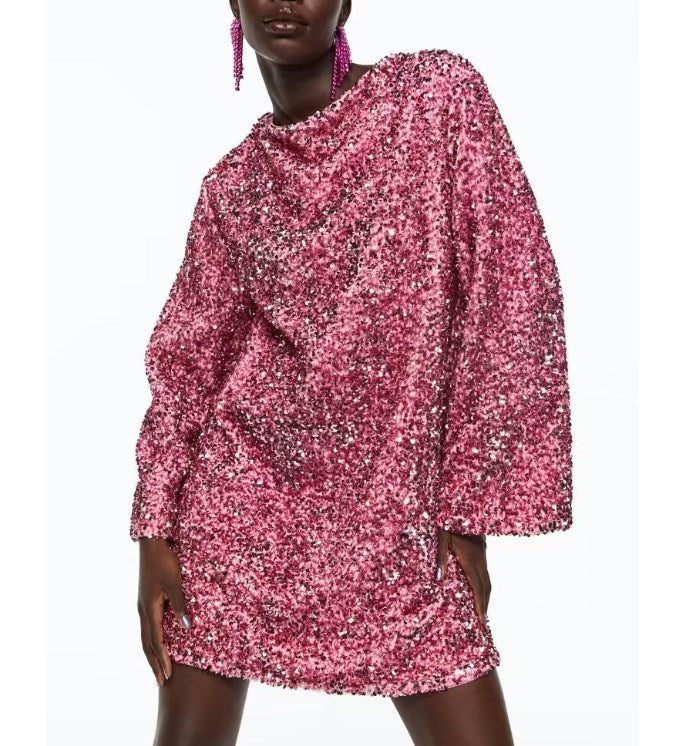 MAMA Sequined Tie-back Dress (Buy 2 Free Shipping)