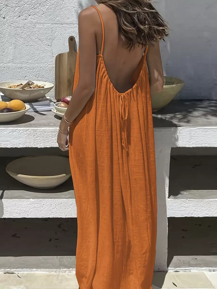 ☀️ Women's Solid Color Backless Cami Dress