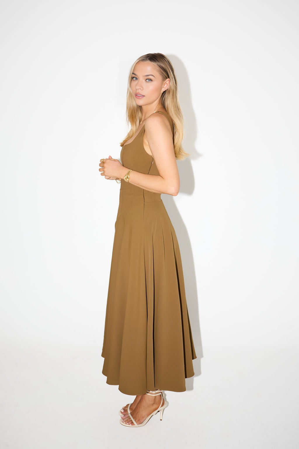 Muse Low Waist Square Neck Midi Dress(BUY 2 FREE SHIPPING)