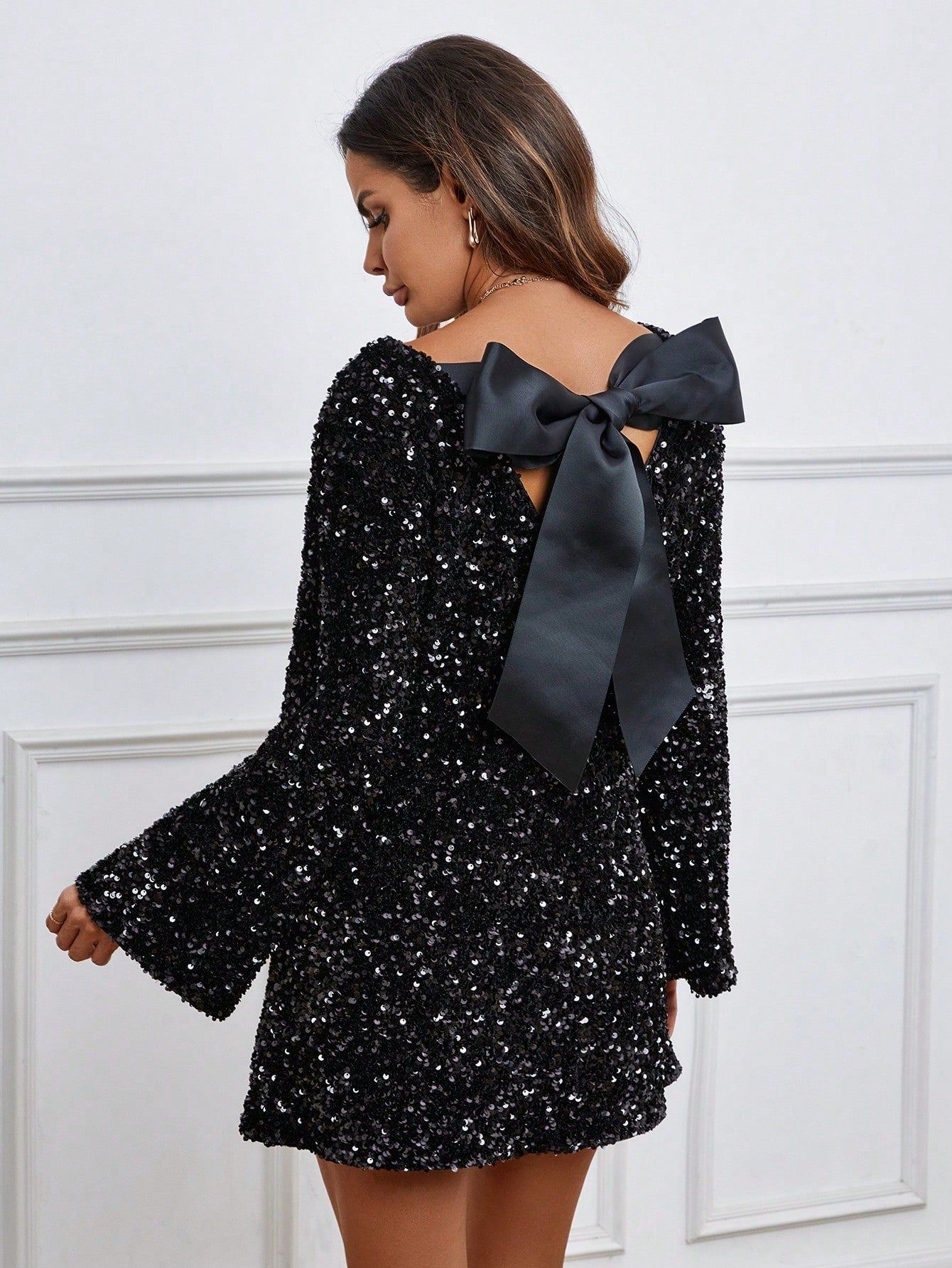 MAMA Sequined Tie-back Dress (Buy 2 Free Shipping)