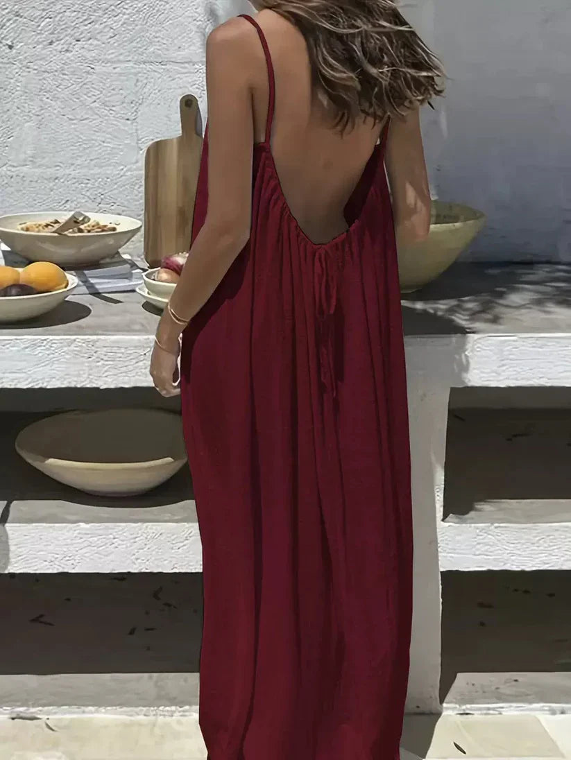 ☀️ Women's Solid Color Backless Cami Dress